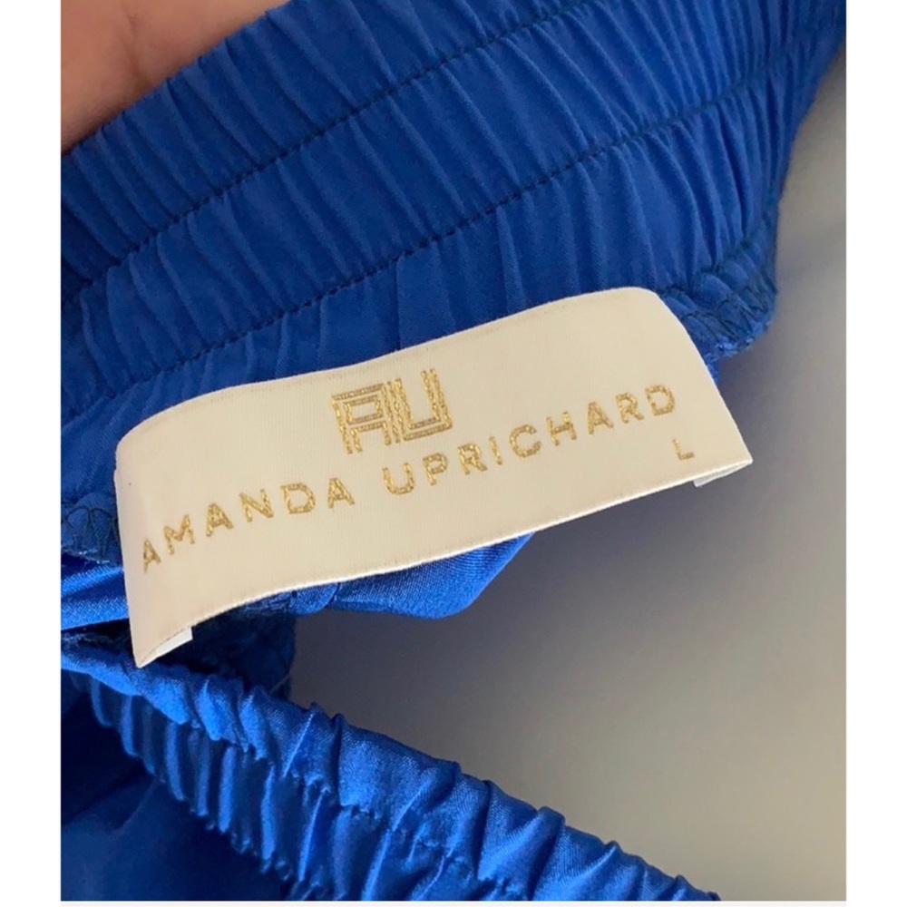 Amanda Uprichard Blue Wide Leg Pant 100% Silk L - Picture 11 of 12